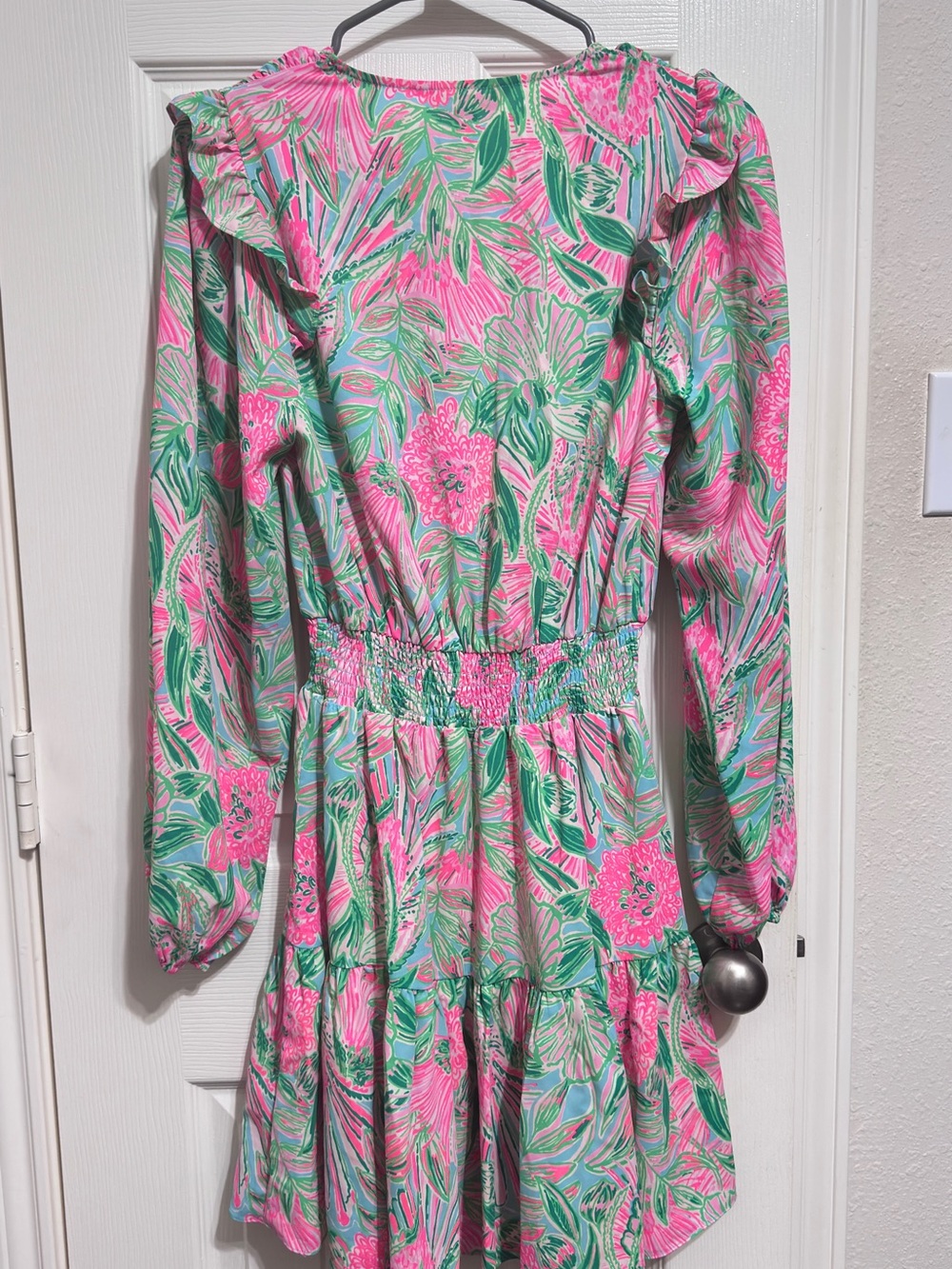 Lilly Pulitzer Pink, Green & Blue Tropical V-Neck Dress - Picture 4 of 4